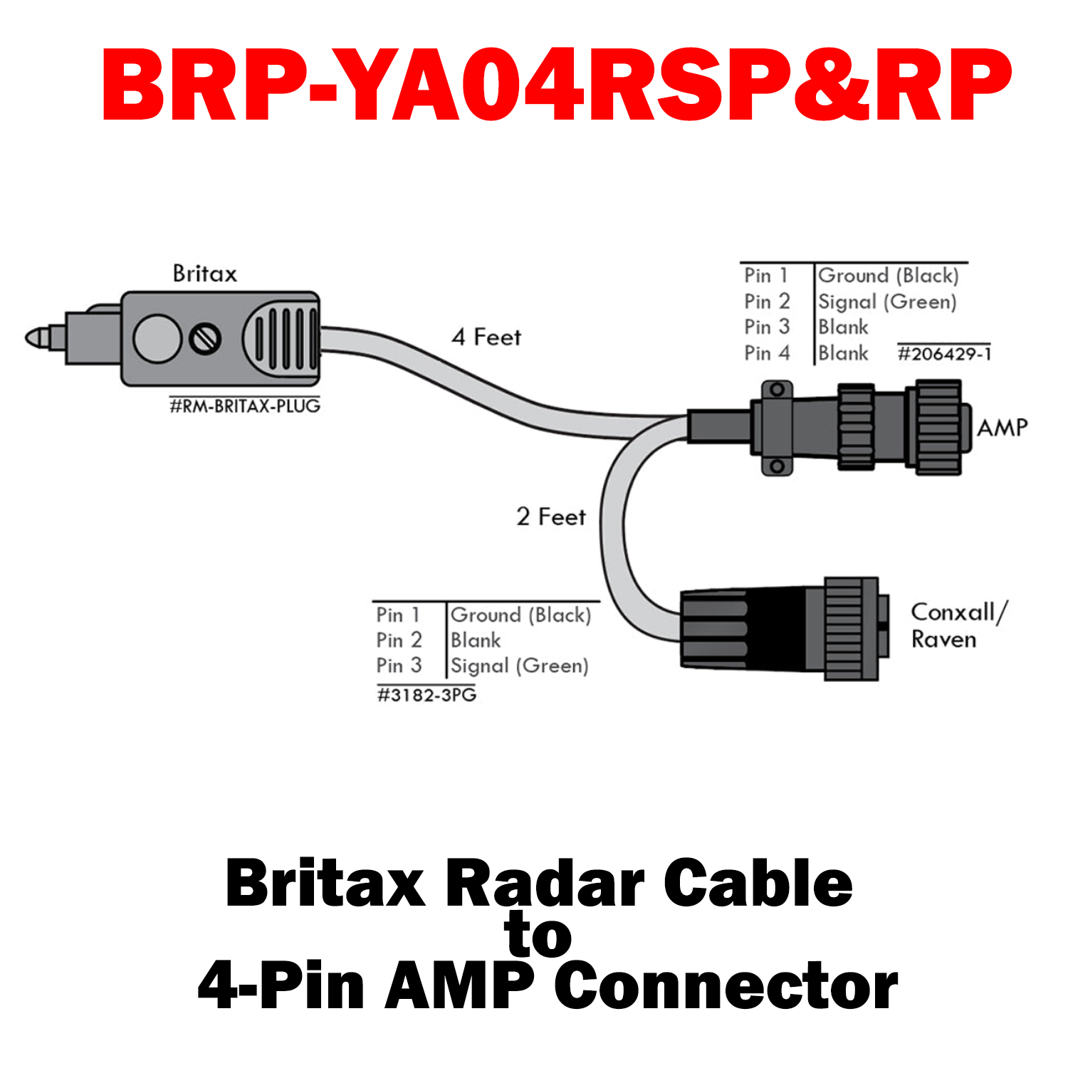 BRP-YA04RSP&RP | Britax to 4 Pin AMP and Raven Y Adapter