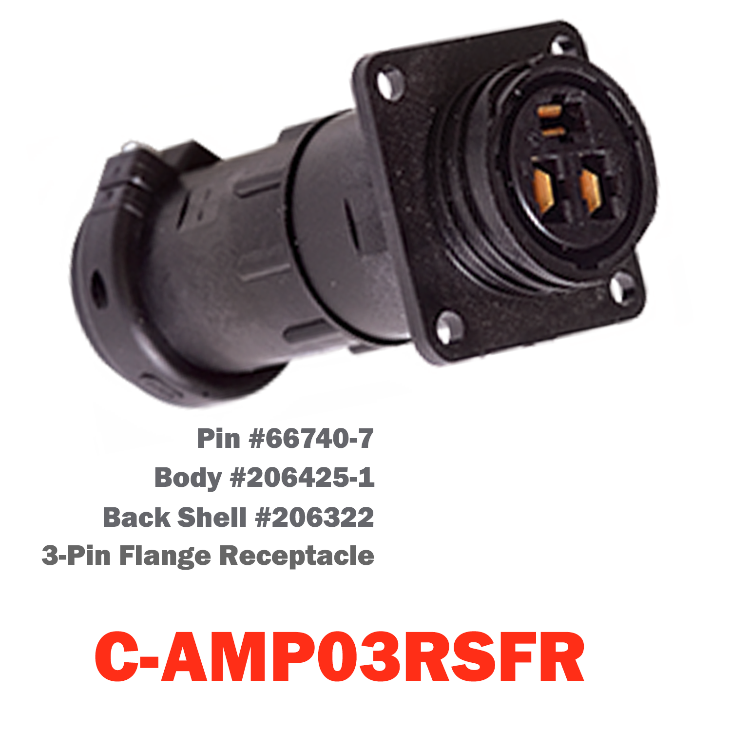 03 Pin AMP Flange Receptacle | C-AMP03RSFR