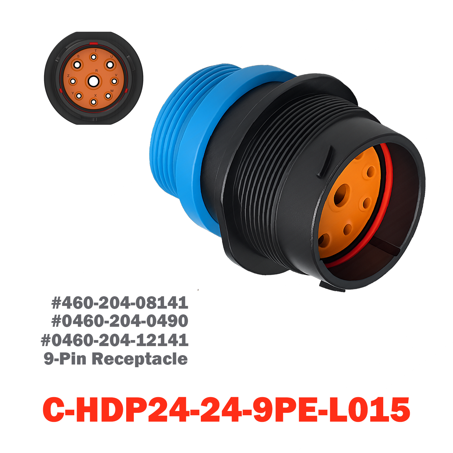 09 Pin Receptacle | C-HDP24-24-9PE-L015