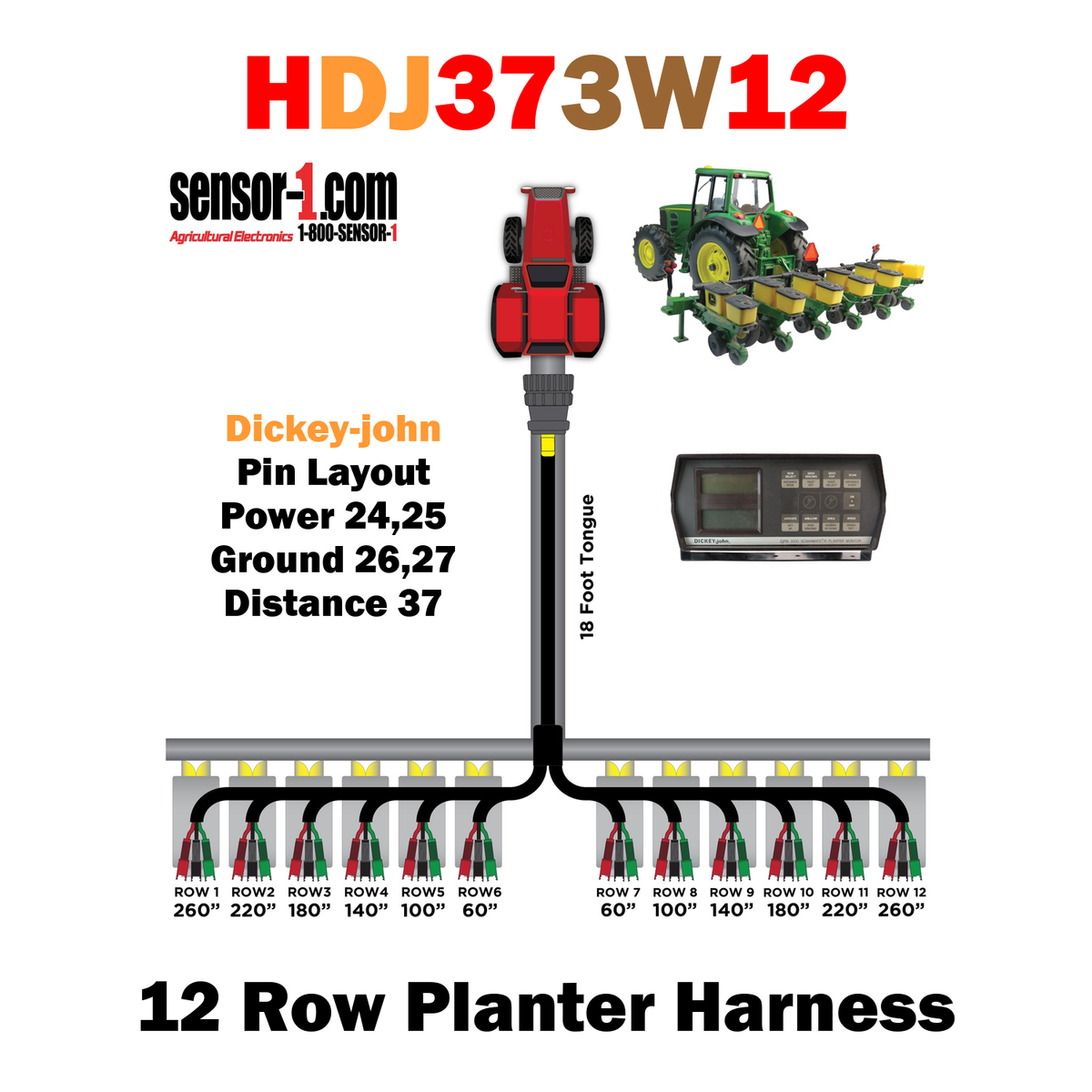 Planter Harnesses for Dickey-john Monitors | 4-12 Rows