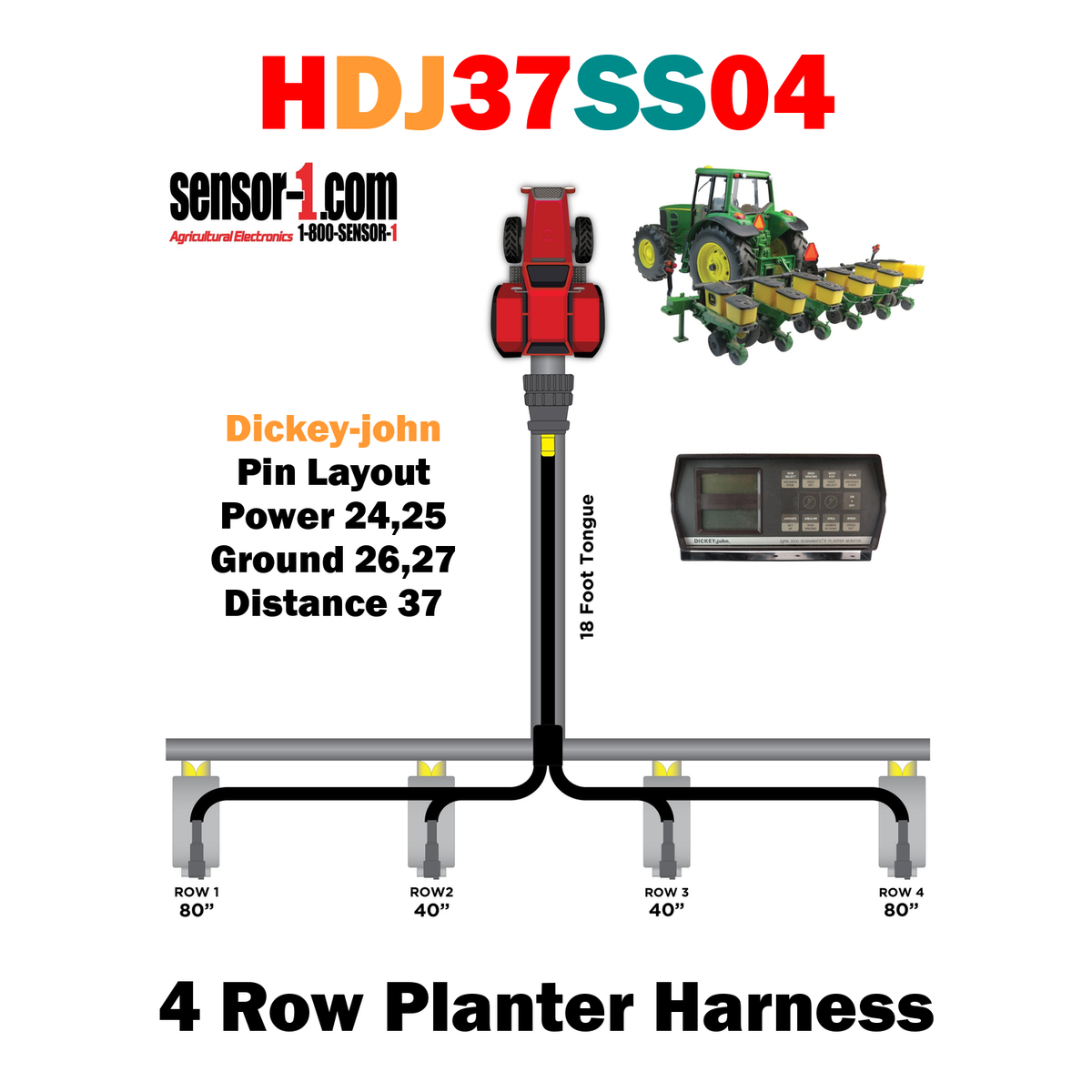 Planter Harnesses for Dickey-john Monitors | 4-12 Rows