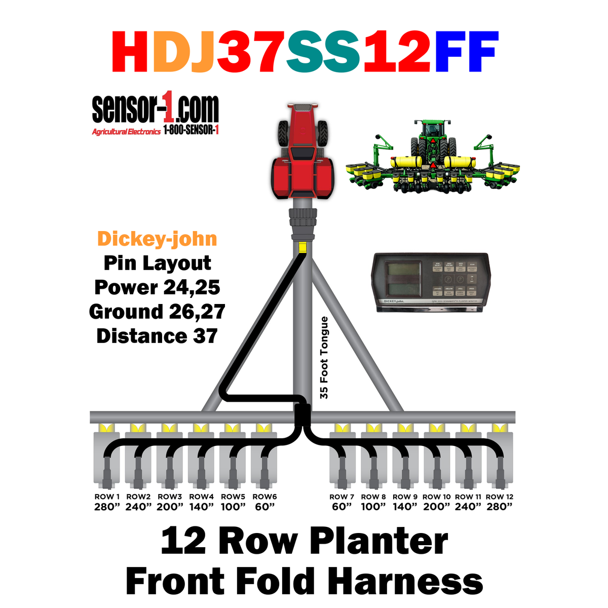 Planter Harnesses for Dickey-john Monitors | 4-12 Rows