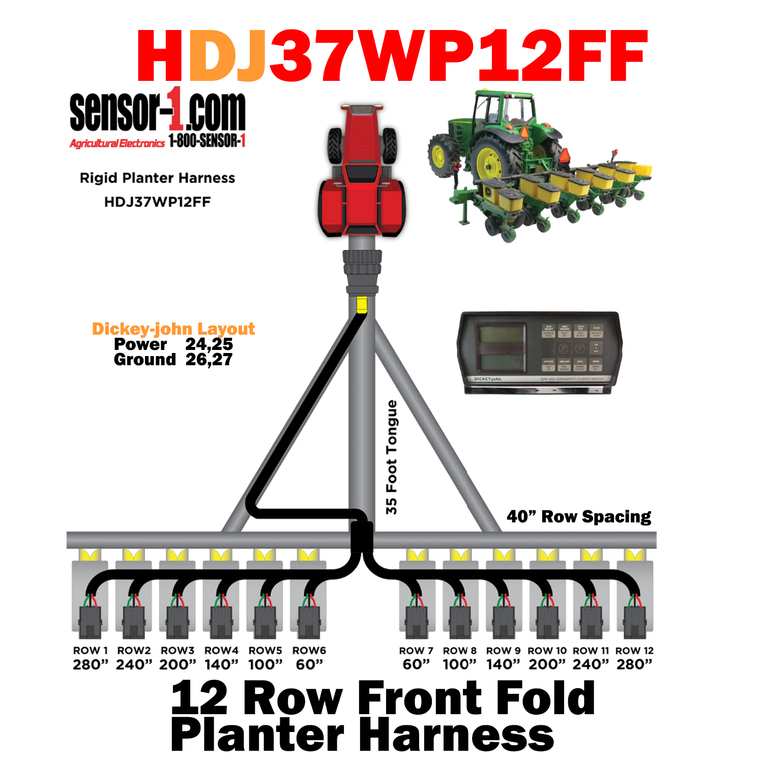 Planter Harnesses for Dickey-john Monitors | 4-12 Rows