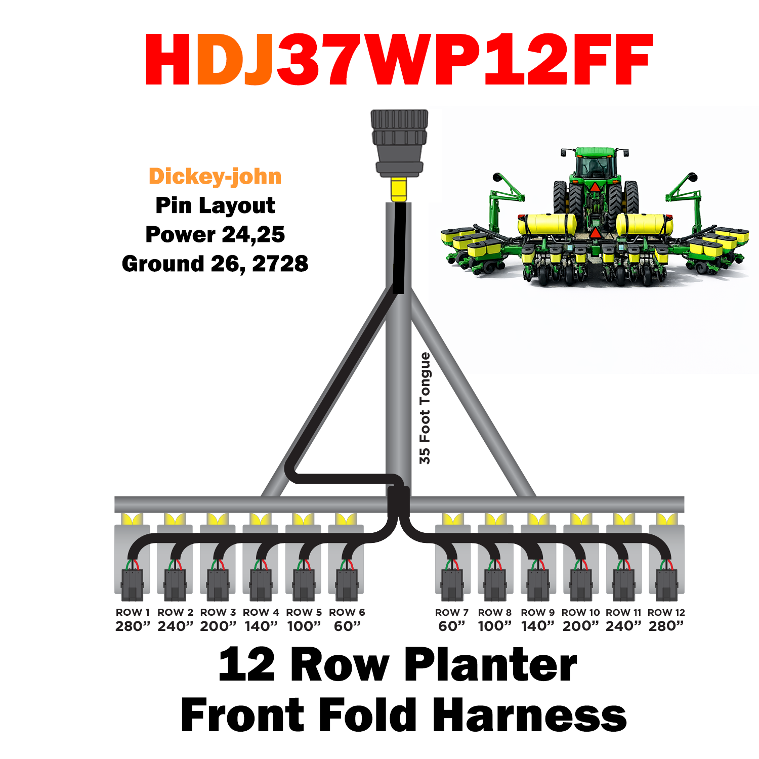 Planter Harnesses for Dickey-john Monitors | 4-12 Rows