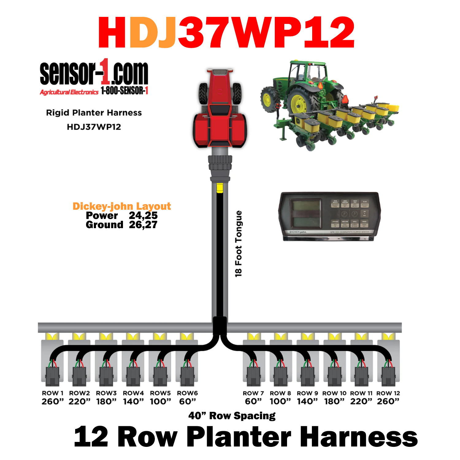 Planter Harnesses for Dickey-john Monitors | 4-12 Rows