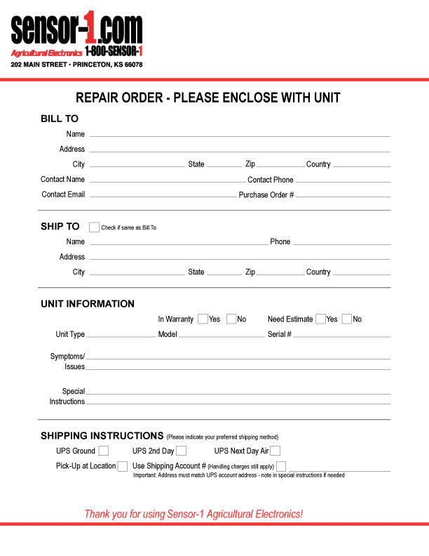 Monitor Repair Form
