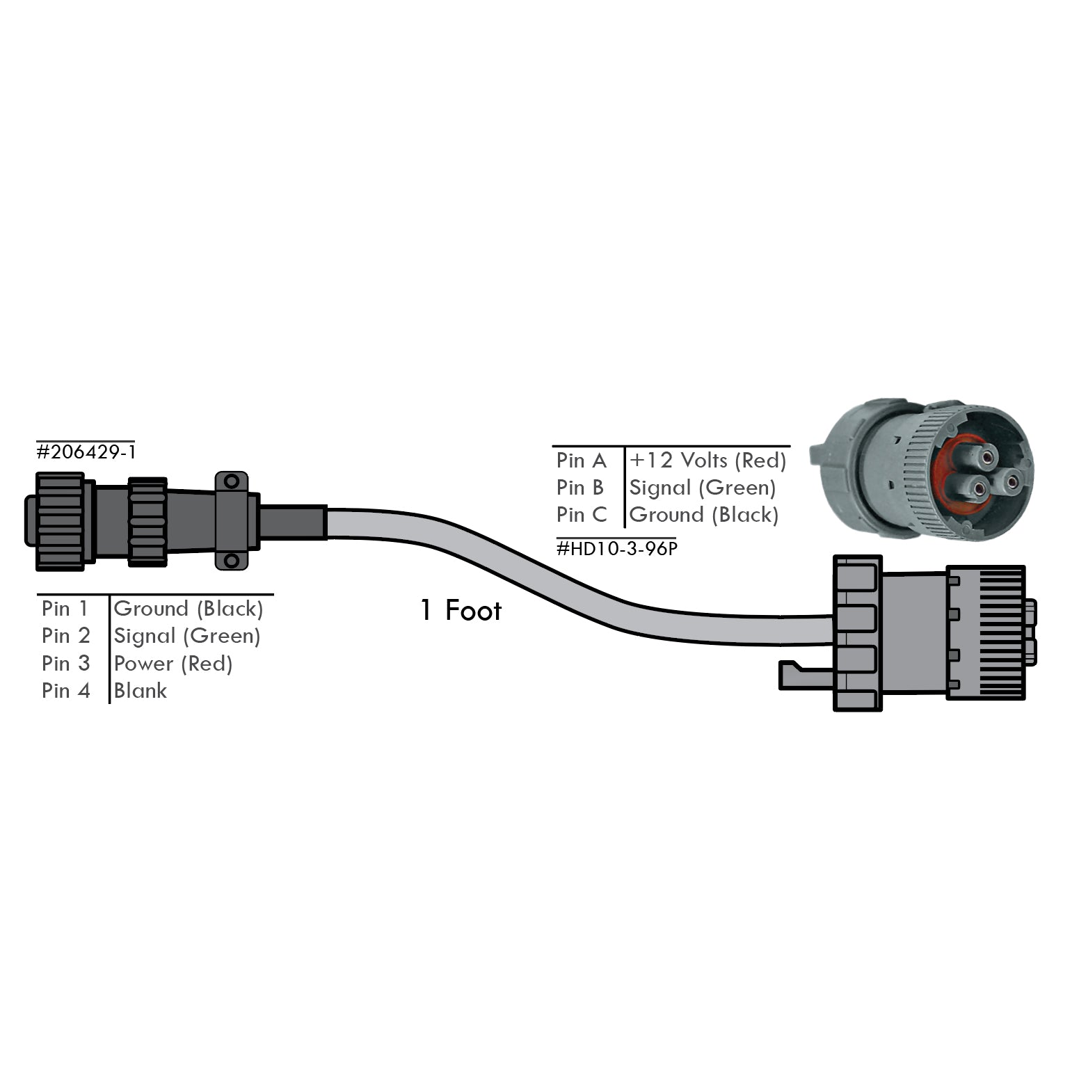 AA04RSP-TJ855 | 4 Pin AMP to Tee-Jet Adapter