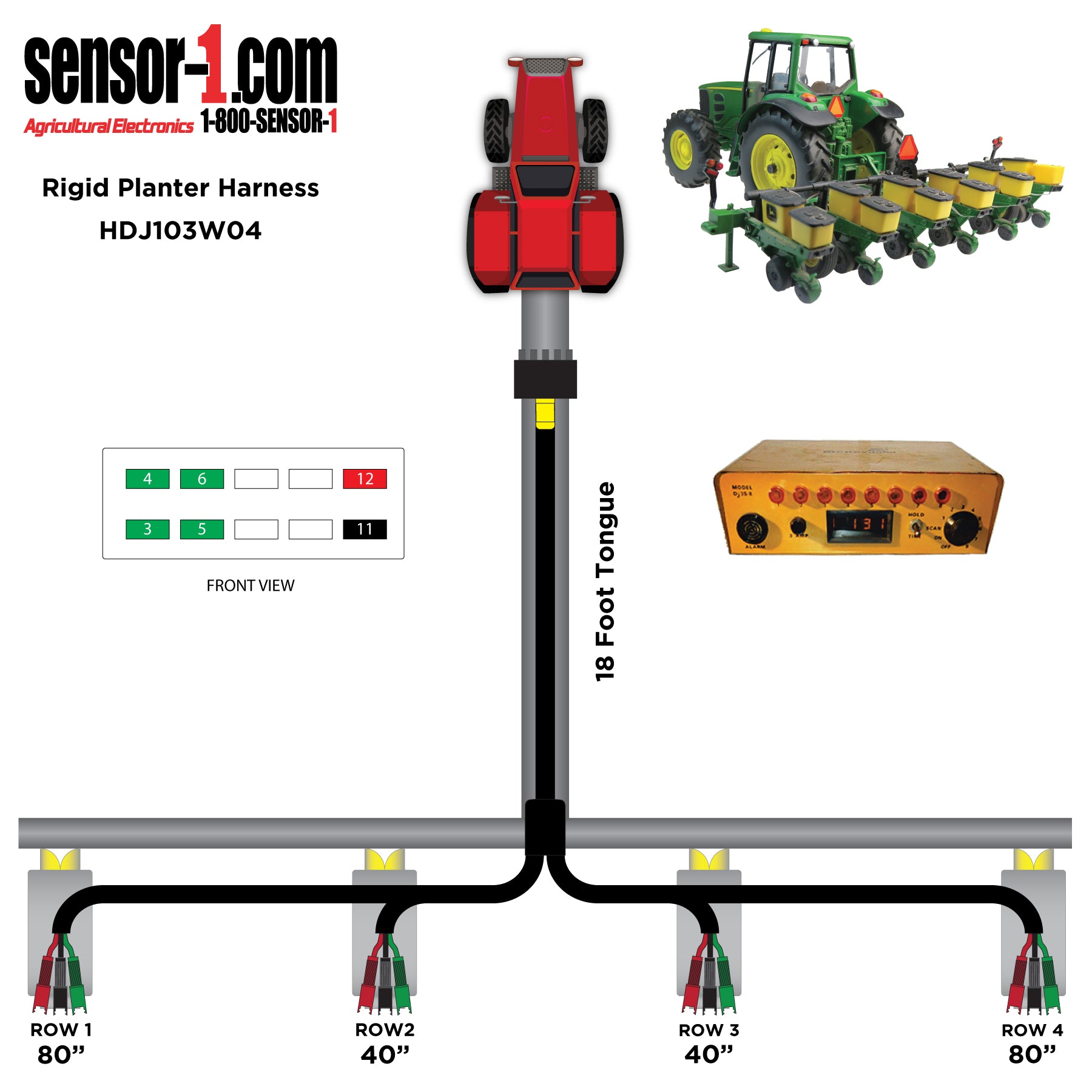 Planter Harnesses for Dickey-john Monitors | 4-12 Rows