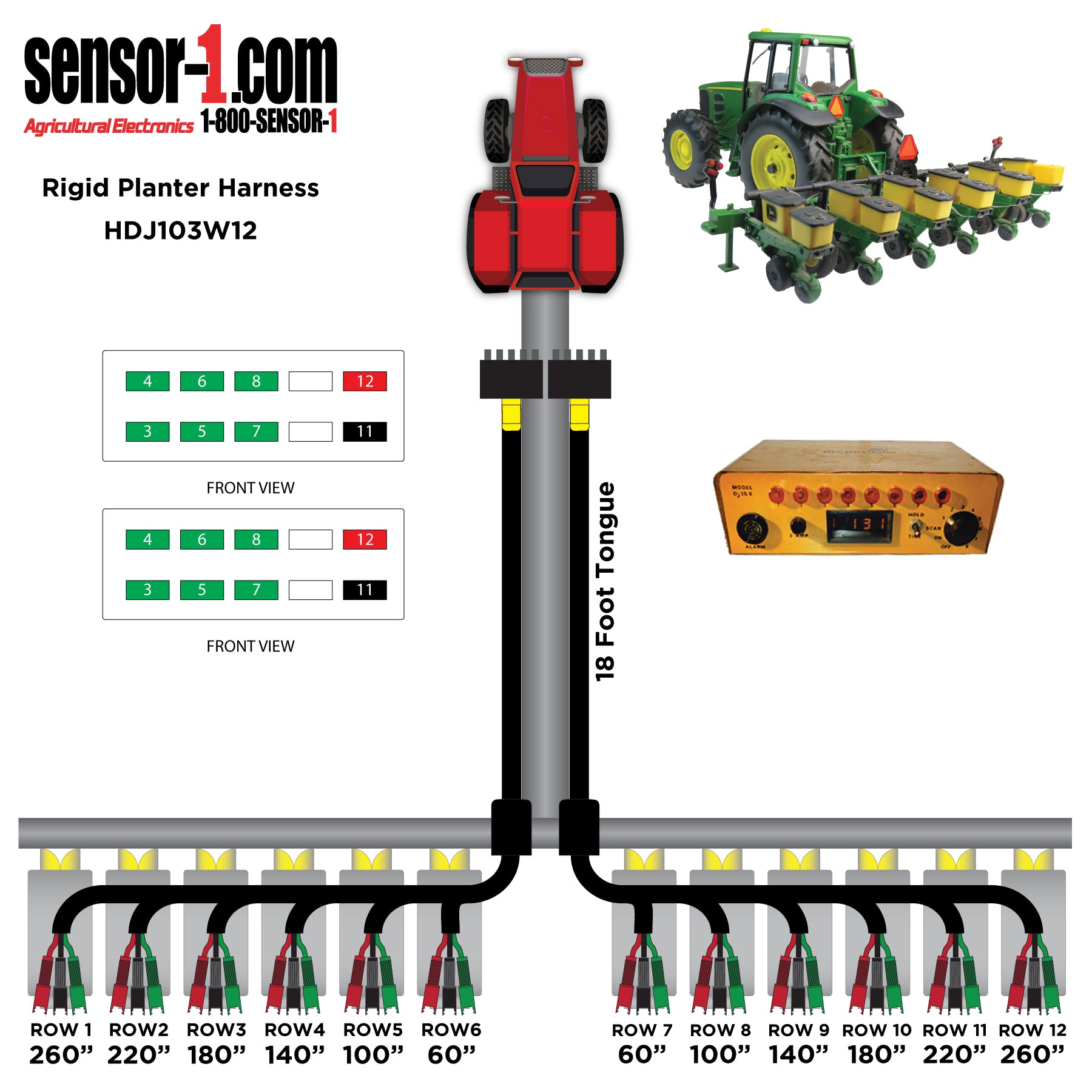 Planter Harnesses for Dickey-john Monitors | 4-12 Rows