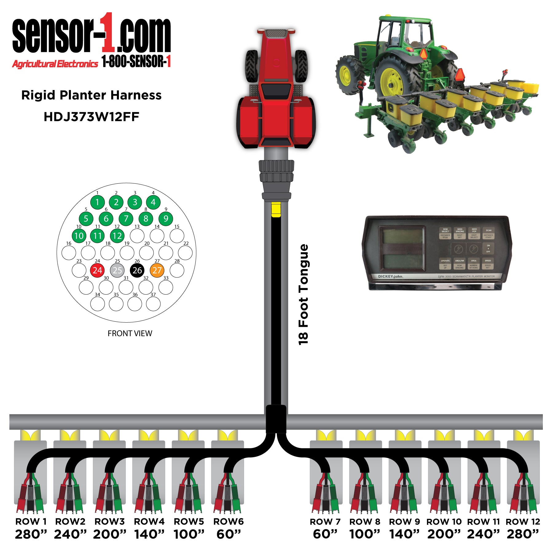 (1) Planter Harnesses for Dickey-john Monitors | 4-12 Rows