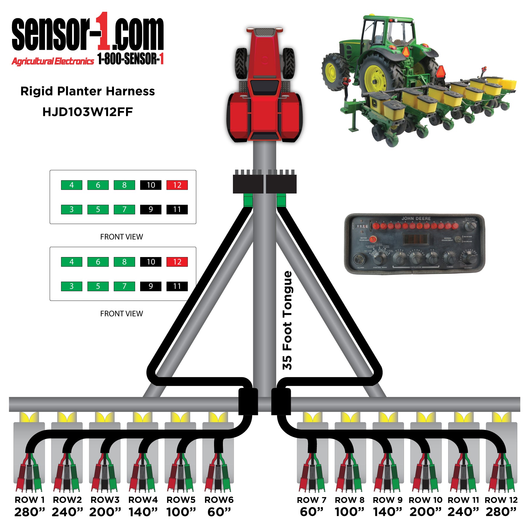 Planter Harnesses for John Deere Monitors | 4-12 Rows
