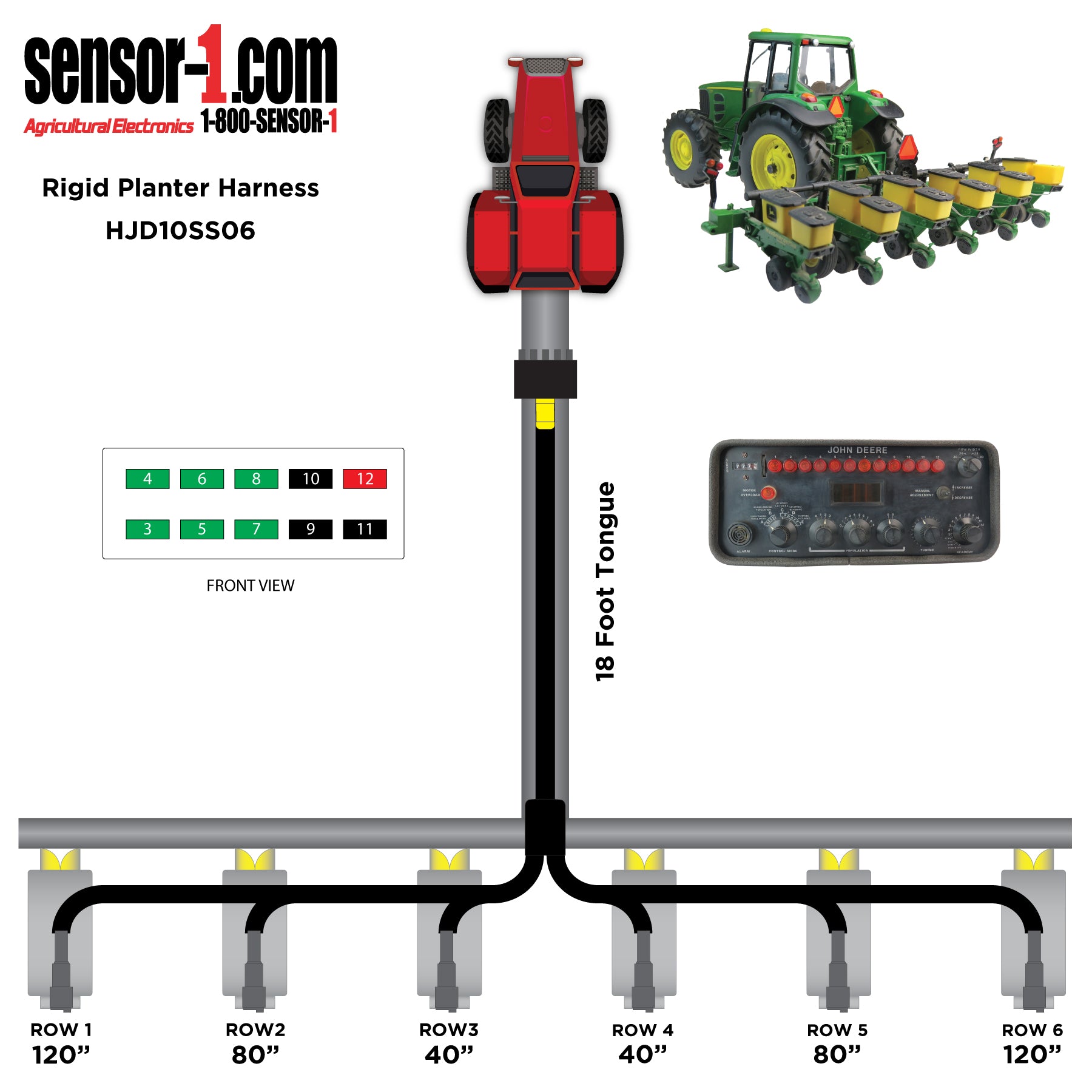 (2) Planter Harnesses for John Deere Monitors | 4-12 Rows