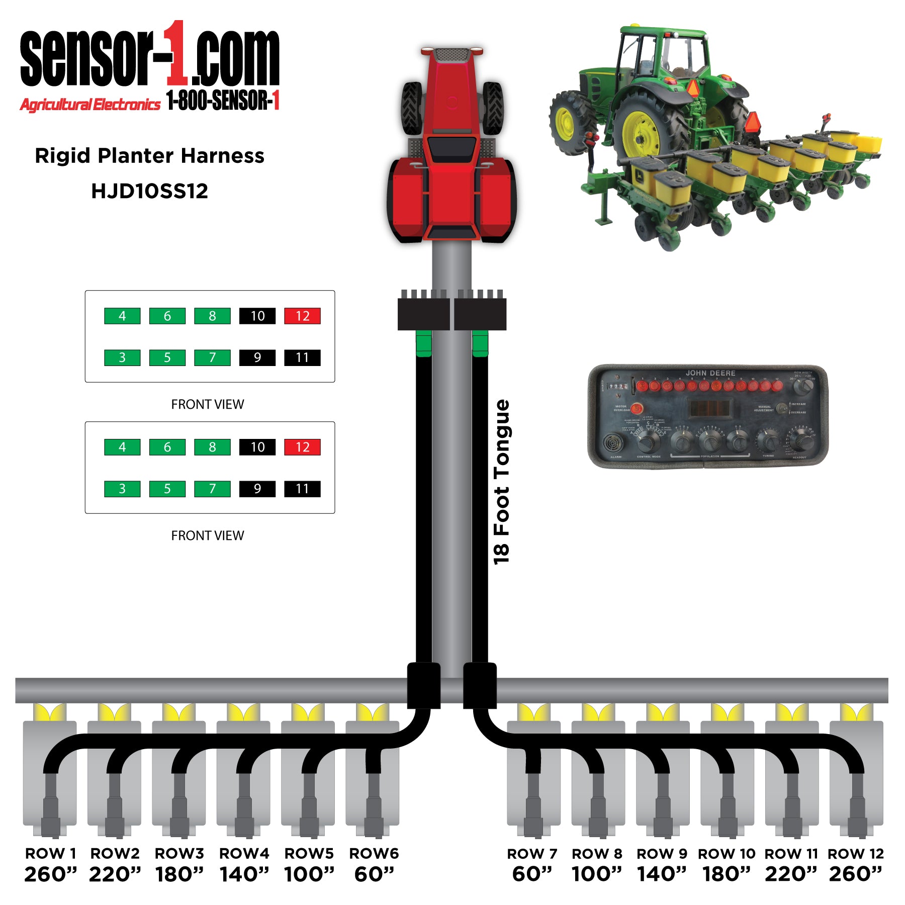 (2) Planter Harnesses for John Deere Monitors | 4-12 Rows