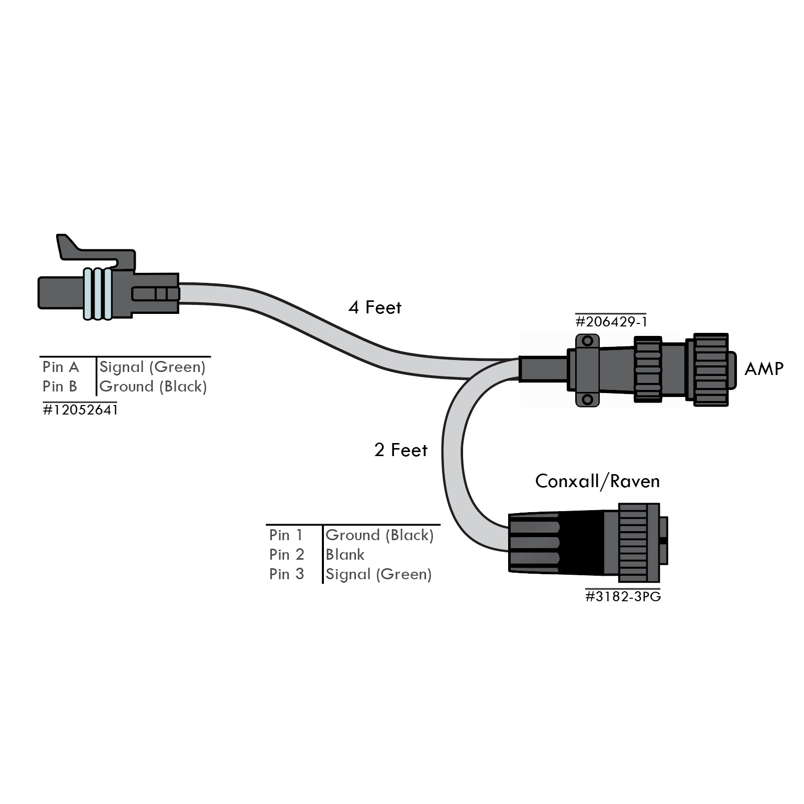 YA04RSP&RP-2MS | 2 Pin Metri-Pack to 4 Pin AMP and Raven