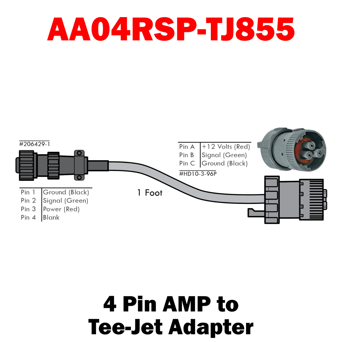 AA04RSP-TJ855 | 4 Pin AMP to Tee-Jet Adapter