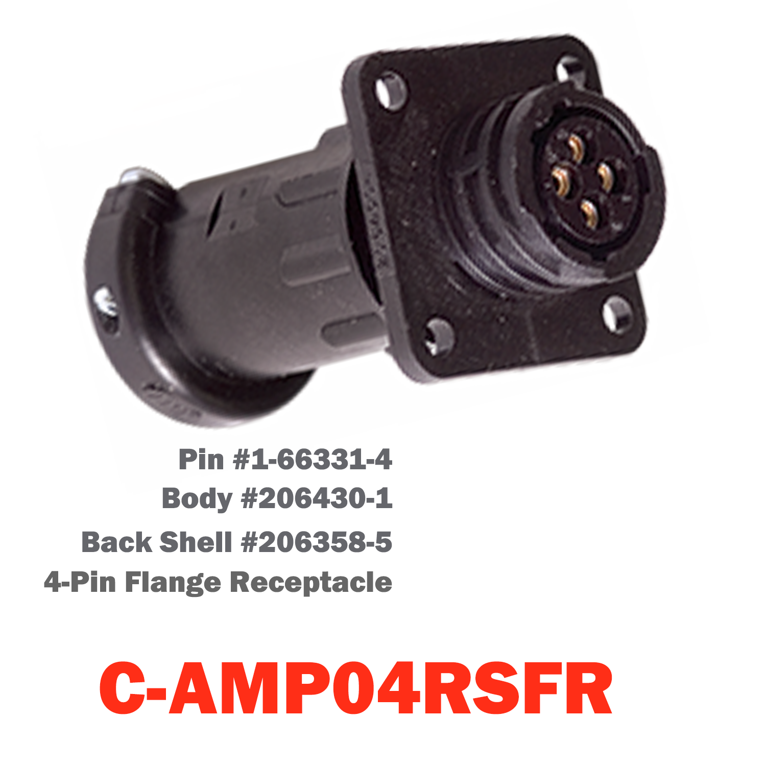 04 Pin AMP Flange Receptacle | C-AMP04RSFR