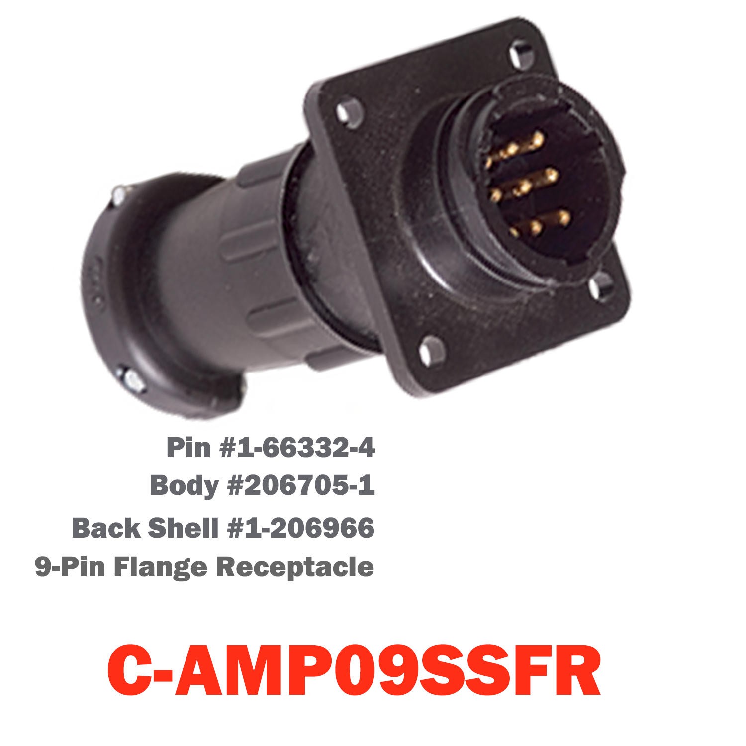 09 Pin AMP Flange Receptacle | C-AMP09SSFR