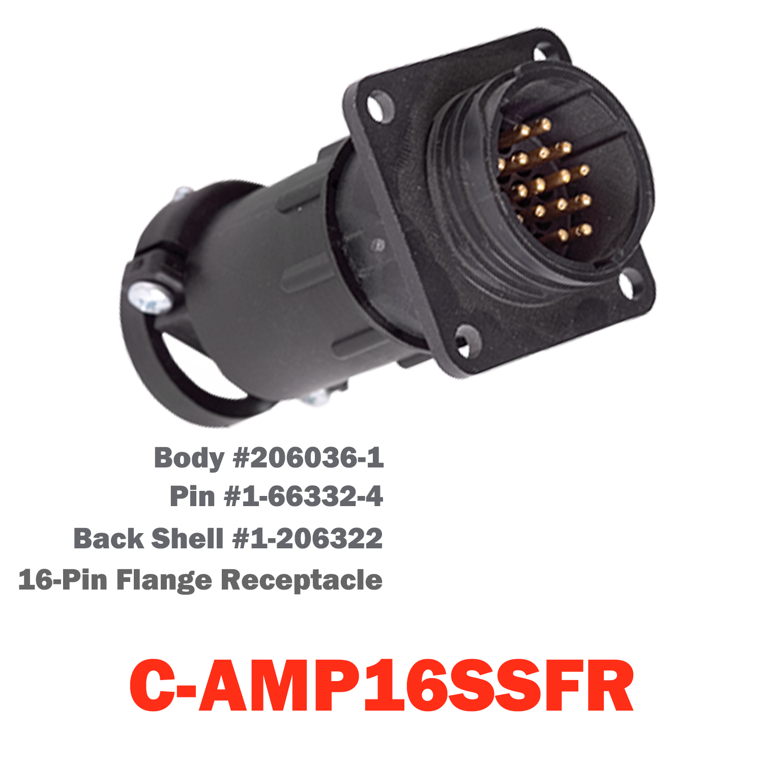 16 Pin AMP Flange Receptacle | C-AMP16SSFR