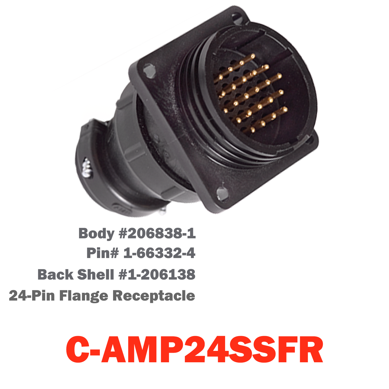 24 Pin AMP Flange Receptacle | C-AMP24SSFR