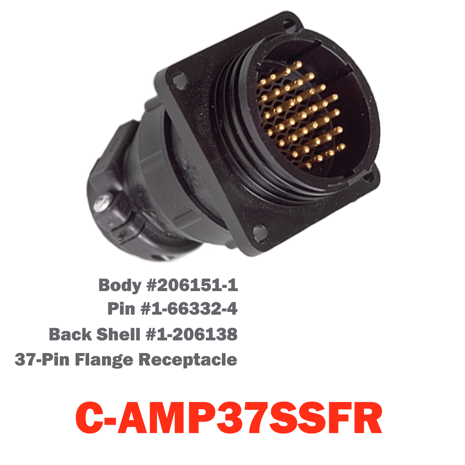 37 Pin AMP Flange Receptacle | C-AMP37SSFR