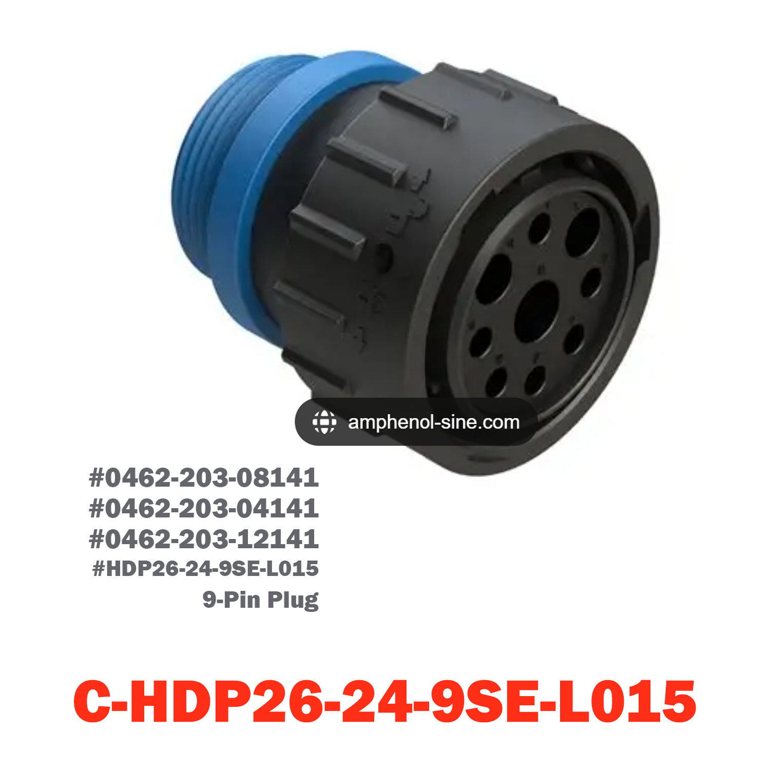 09 Pin Plug | C-HDP26-24-9SE-L015