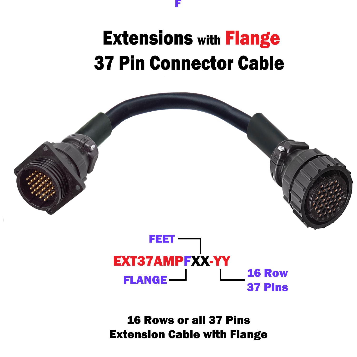 EXT37AFXX-YY 37 Pin Amp  w/Flange Extension