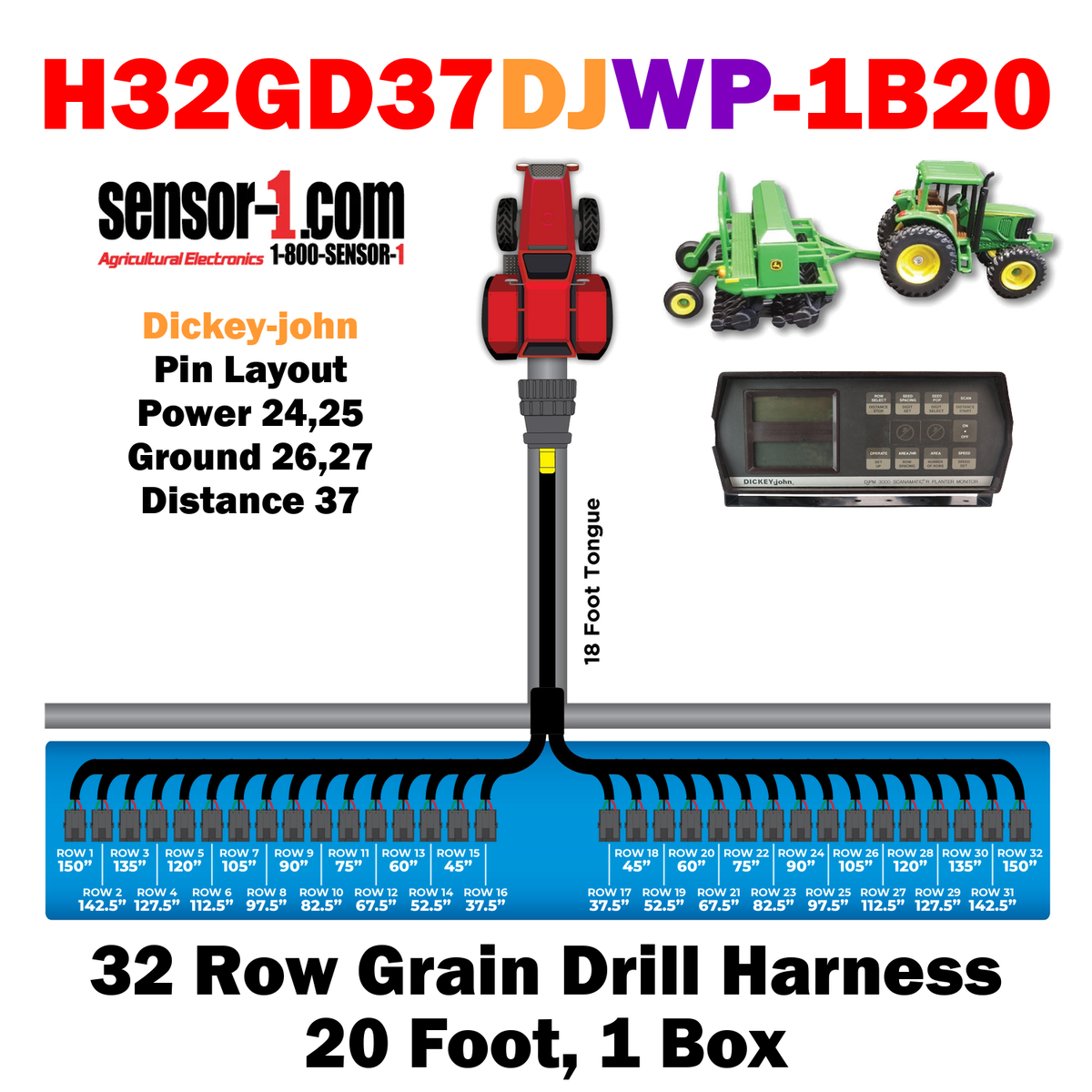 Grain Drill Harness | 2-24 Rows