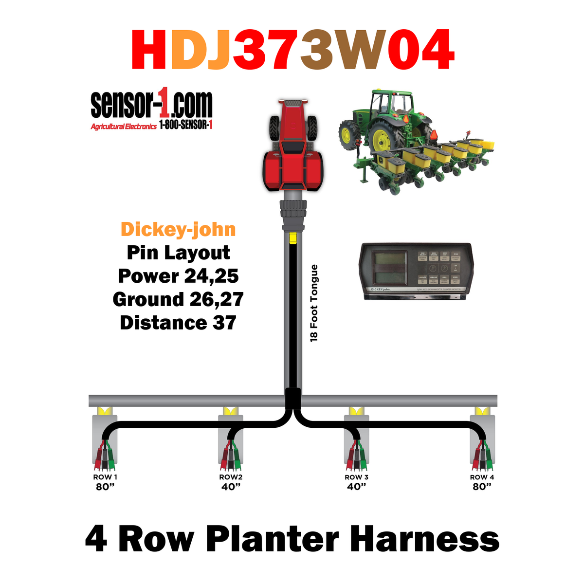 Planter Harnesses for Dickey-john Monitors | 4-12 Rows