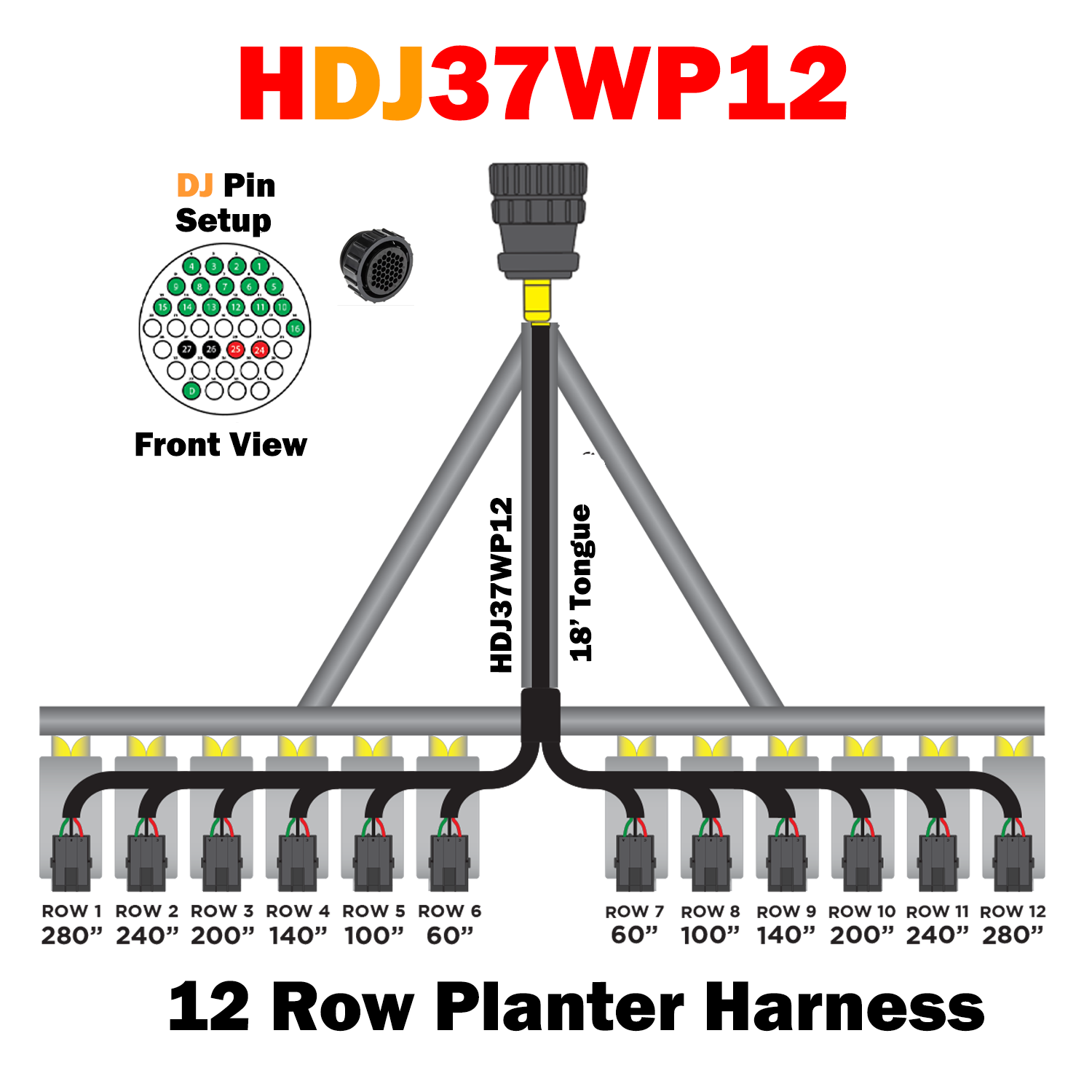 HDJ37WP12   12 Row Seed Planter Harness