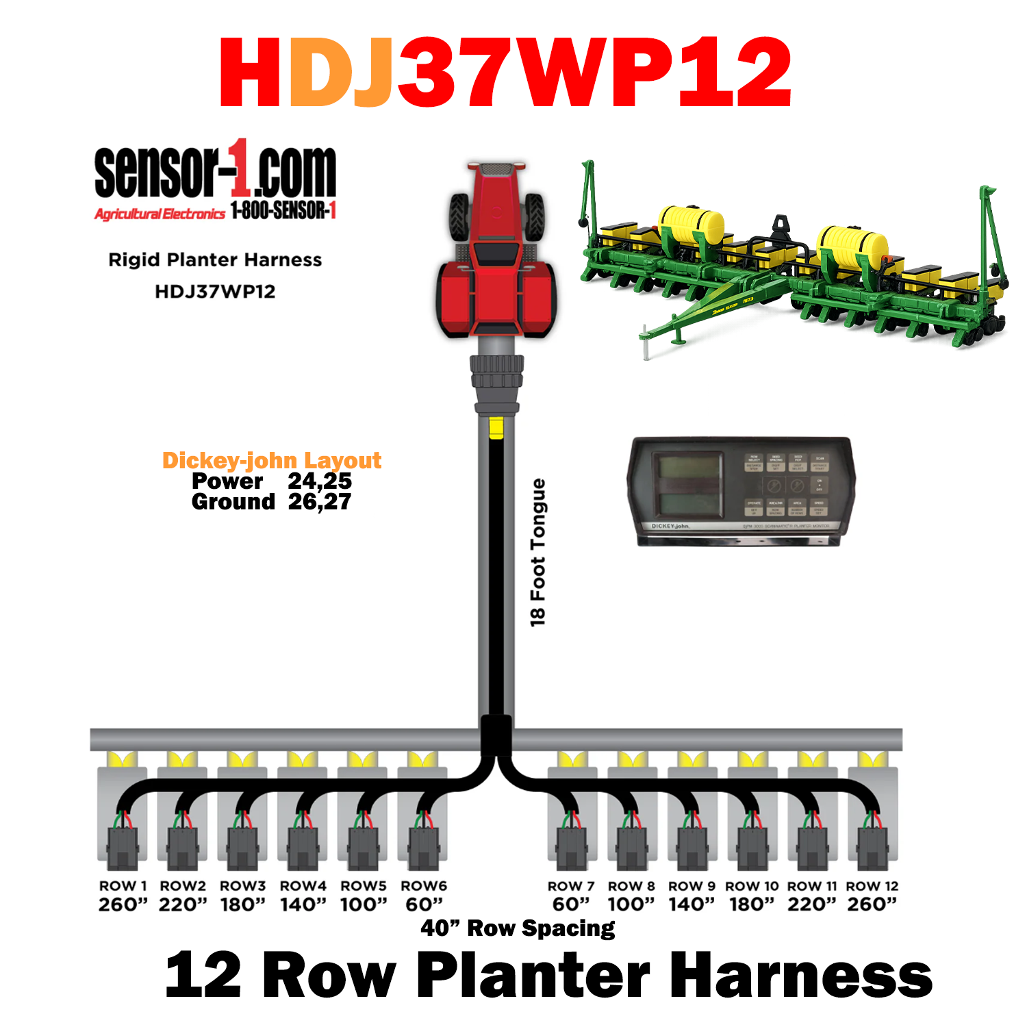 Planter Harnesses for Dickey-john Monitors | 4-12 Rows