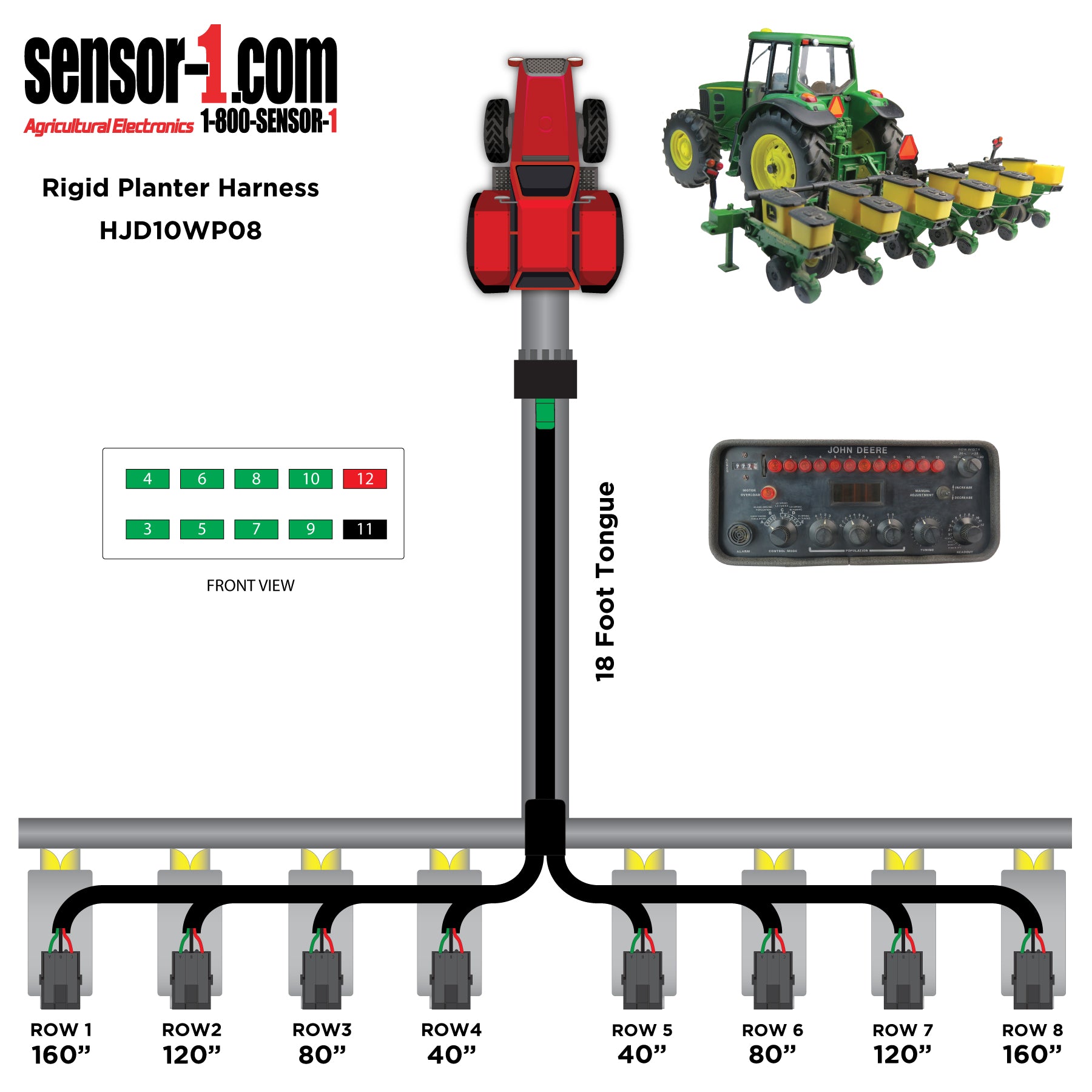 (2) Planter Harnesses for John Deere Monitors | 4-12 Rows